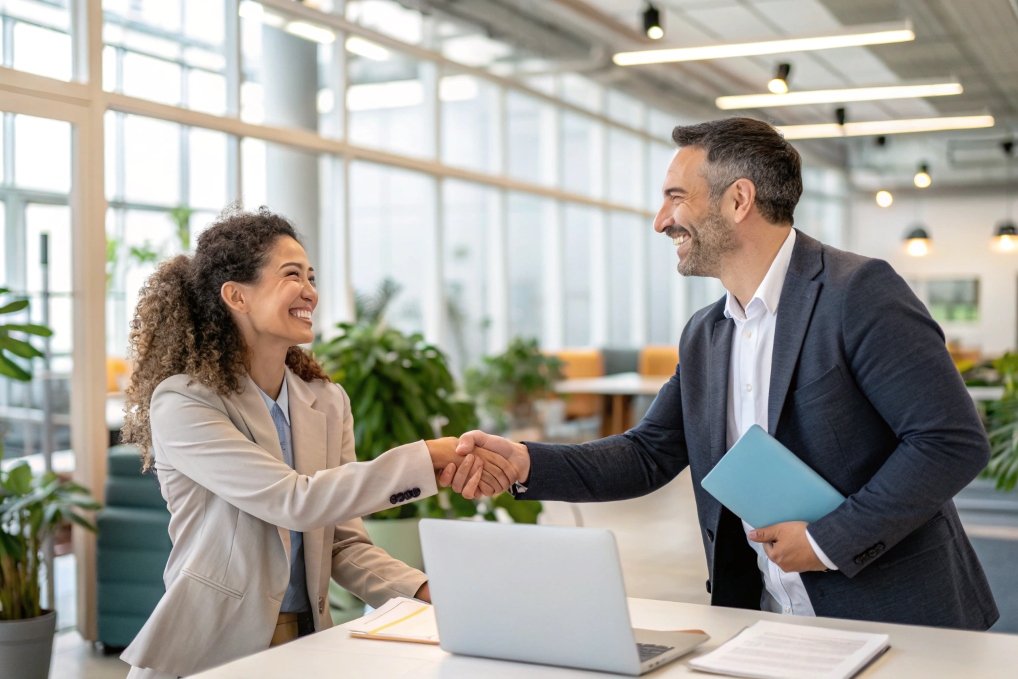 business handshake, professional greeting