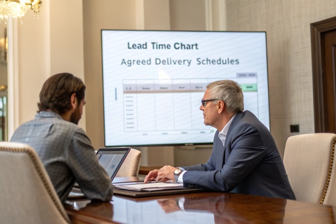 executives reviewing lead time chart