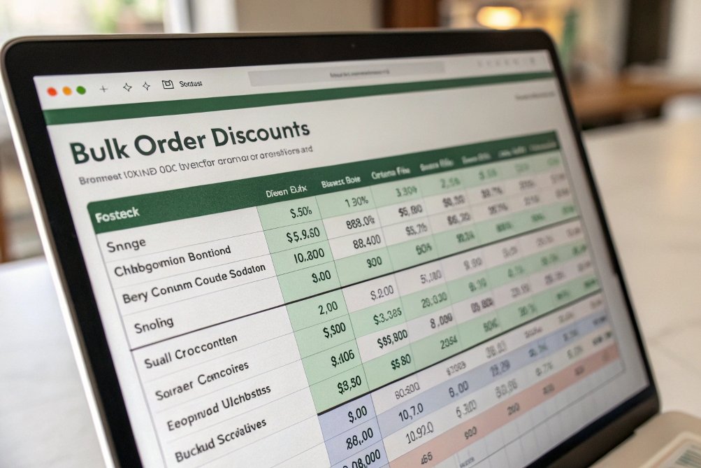 bulk order discount price sheet on laptop screen