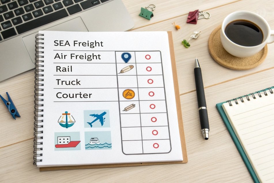 freight options checklist on desk