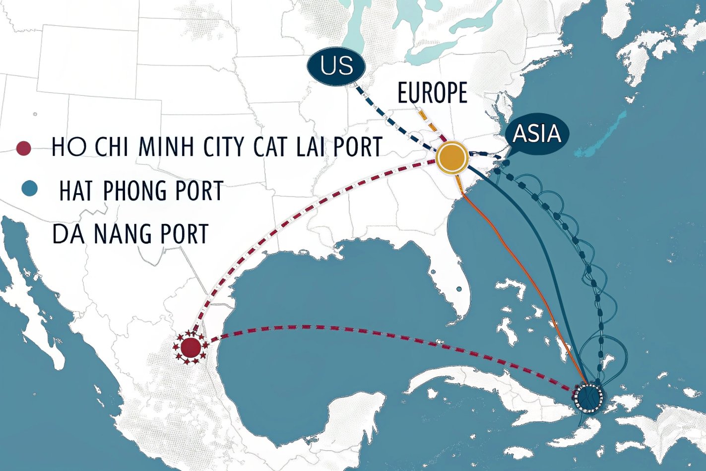 Vietnam export routes, global shipping connections
