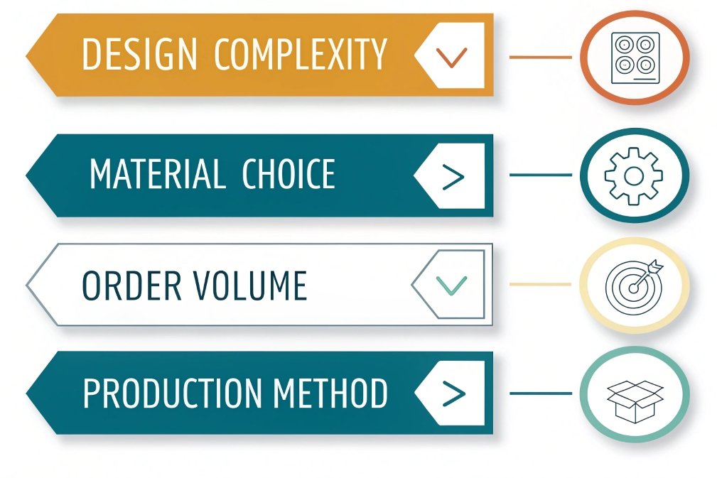 Factors influencing custom part production: design, material, volume