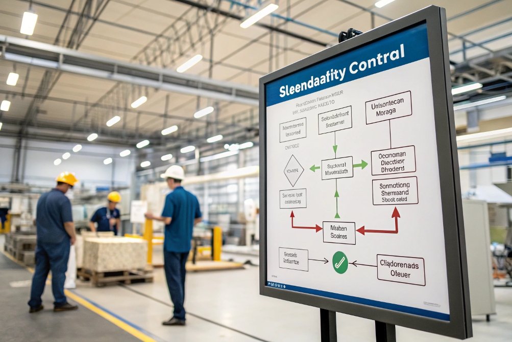 manufacturing inspection process factory workers inspecting quality control chart and process