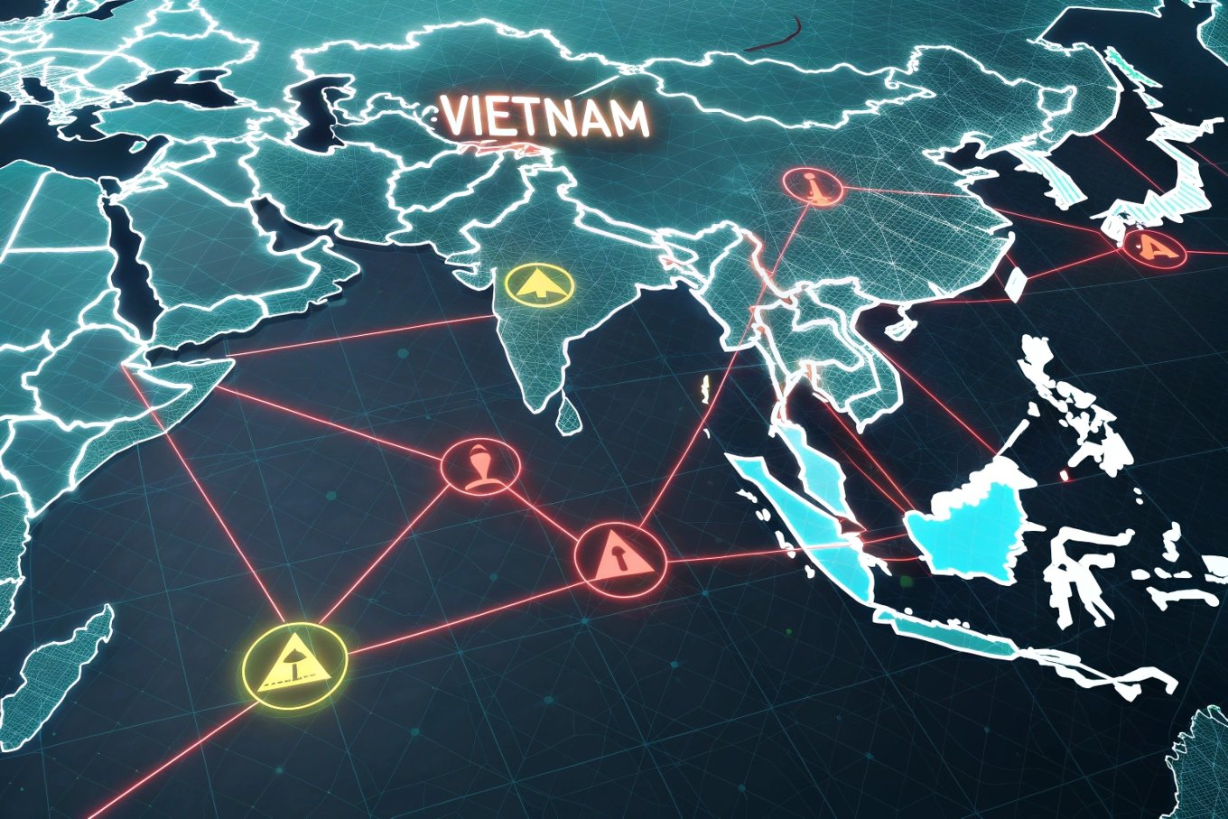 digital map of Vietnam and Southeast Asia
