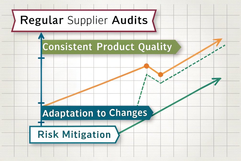supplier audits, quality, risk mitigation Graph showing supplier audits improving quality and risk mitigation