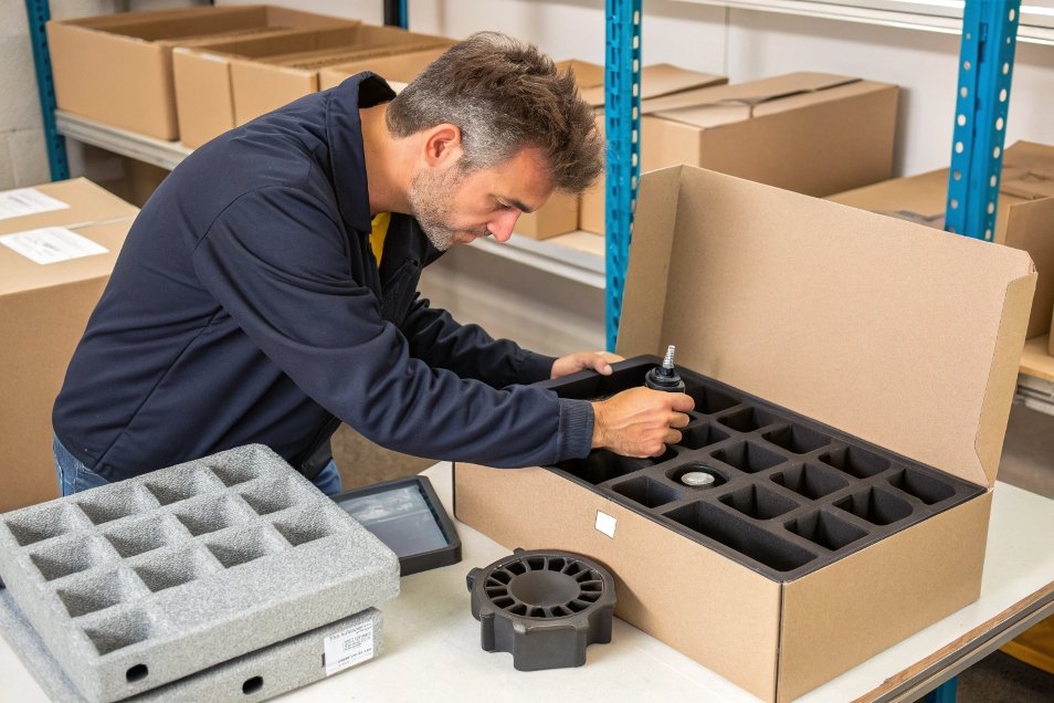 worker packing items for shipment