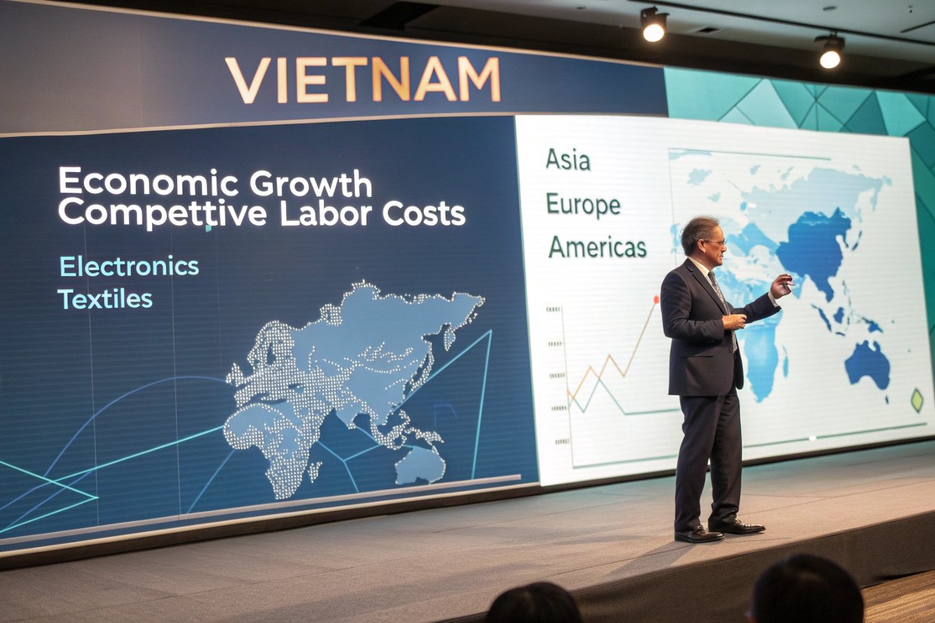 Vietnam economic growth, competitive labor costs, electronics, textiles