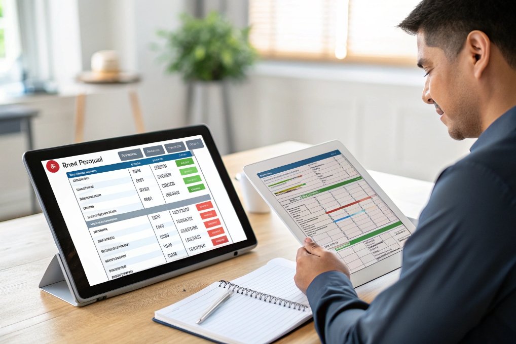 financial planning, man reviewing proposals and data