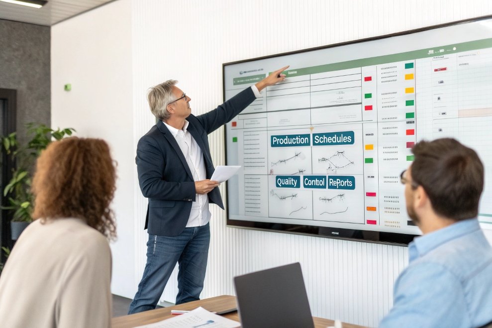 presentation, production review presentation, production schedule review