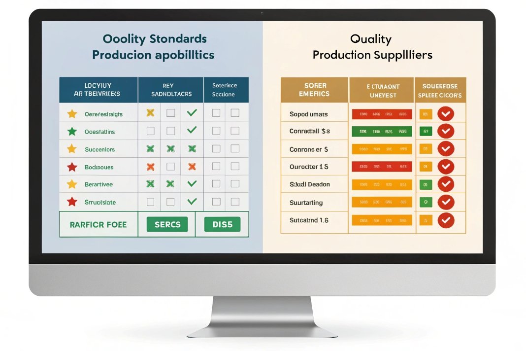 monitor displaying production quality standards and supplier ratings
