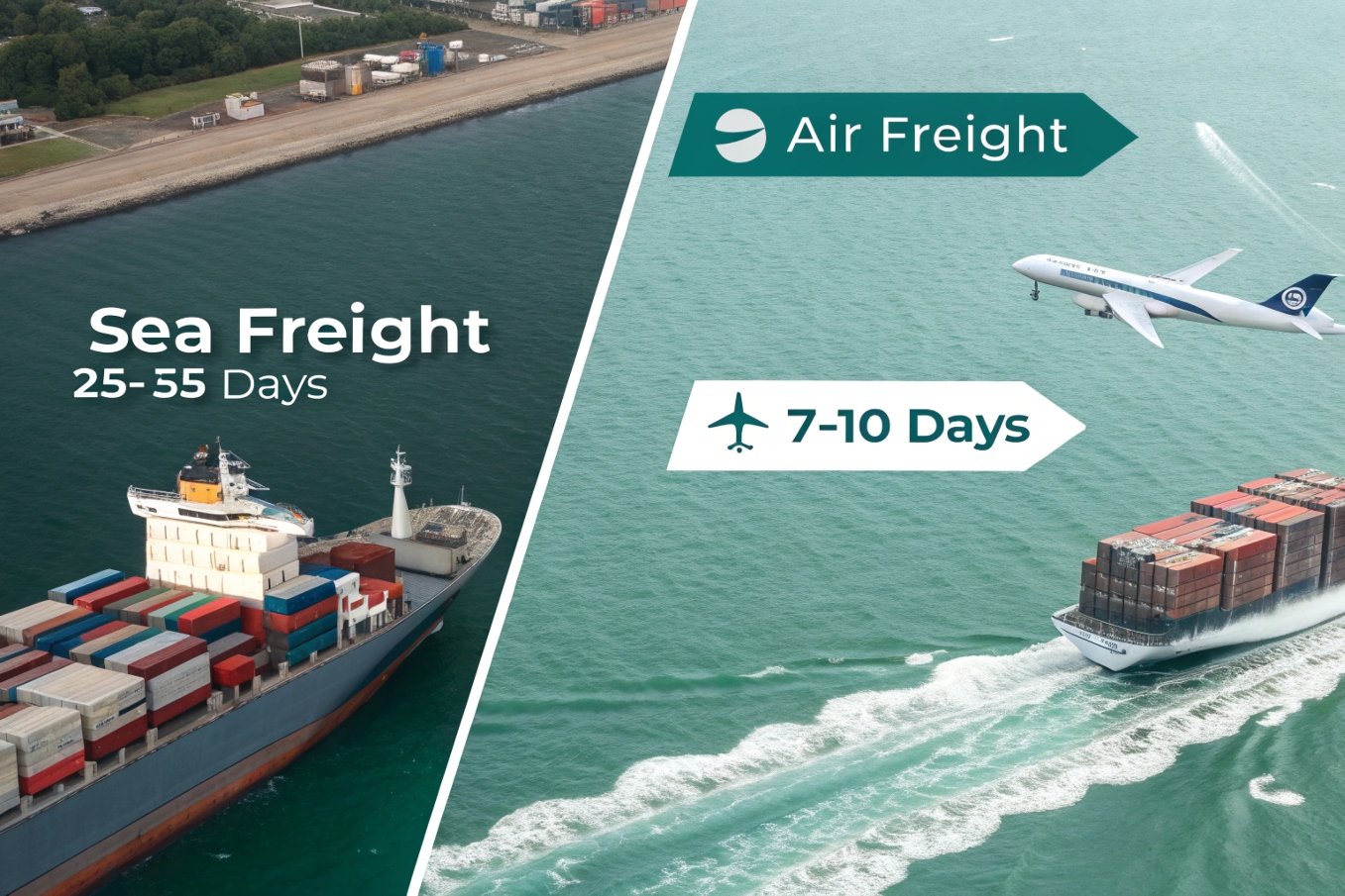 Sea vs Air Freight Sea Freight vs Air Freight, shipping time comparison