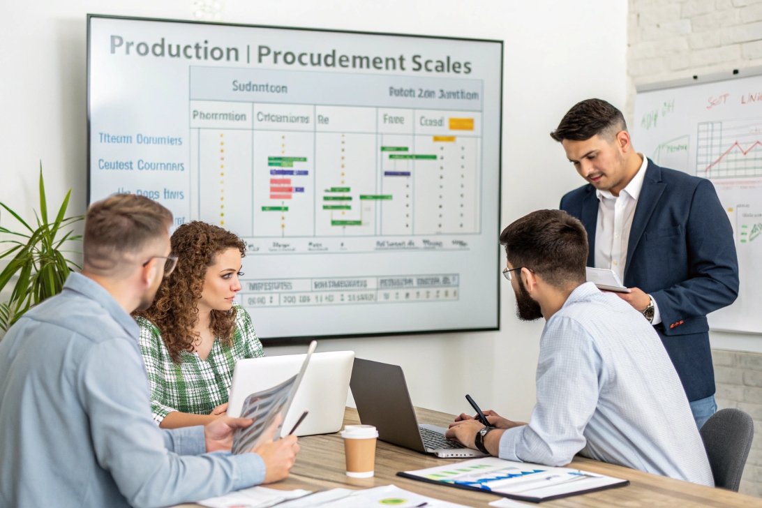 business meeting, production scale discussion