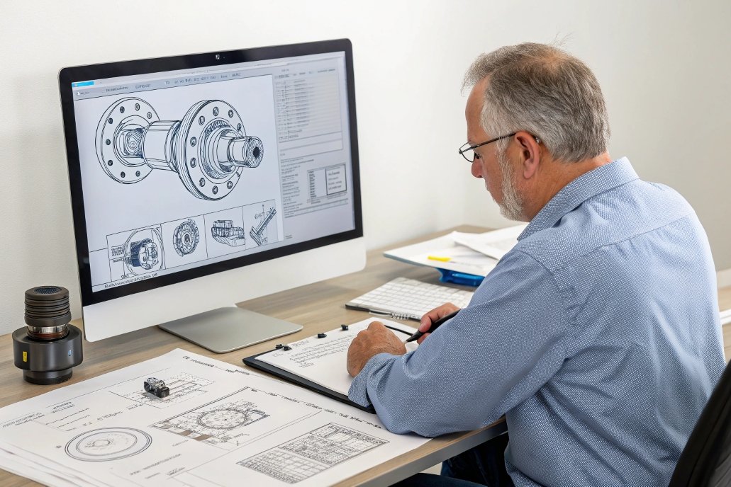 inspecting design plans engineer inspecting design plans on computer