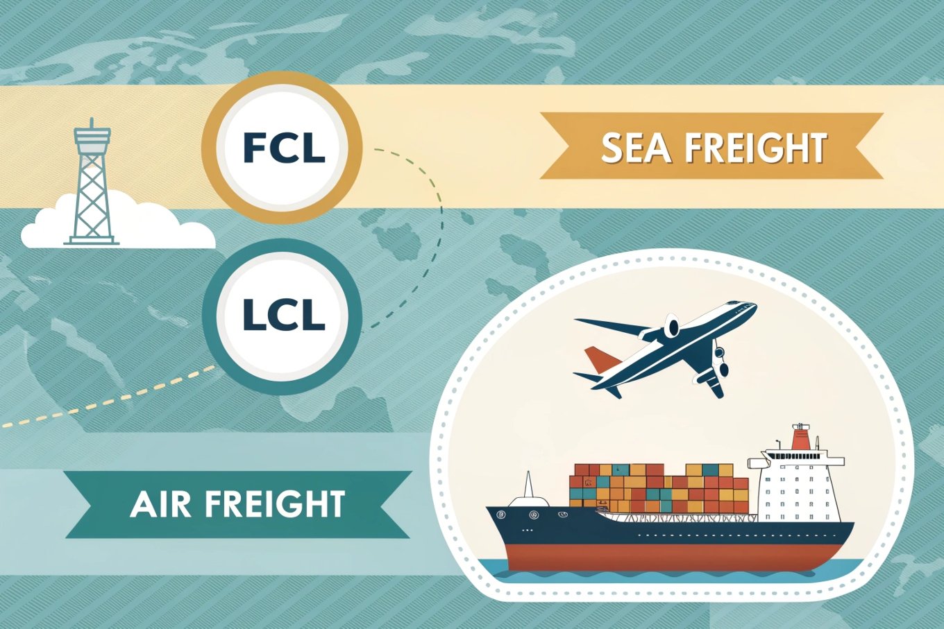 comparison of FCL, LCL, and air freight for global shipping