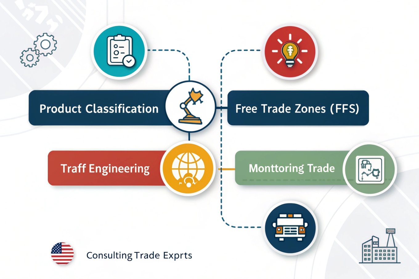 Trade consulting services, product classification, free trade zones
