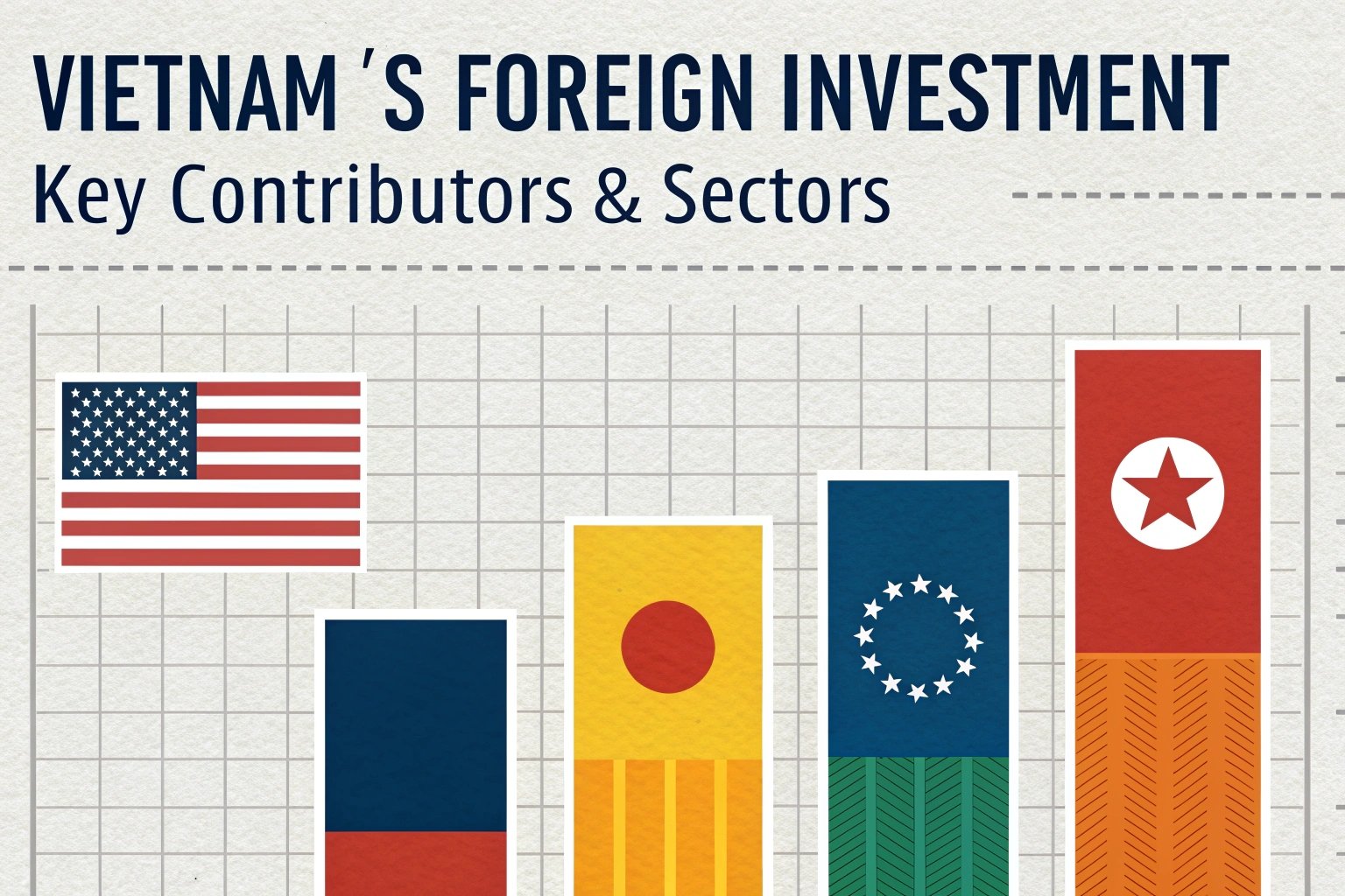 Vietnam's foreign investment sources, bar chart with country flags