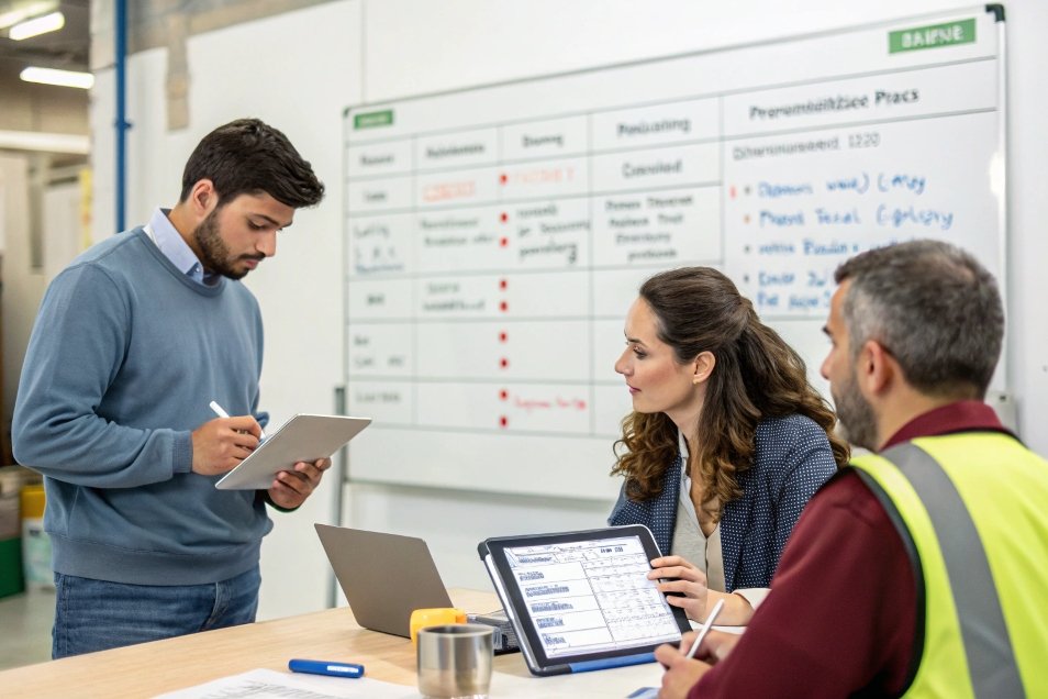 team discussion around production planning