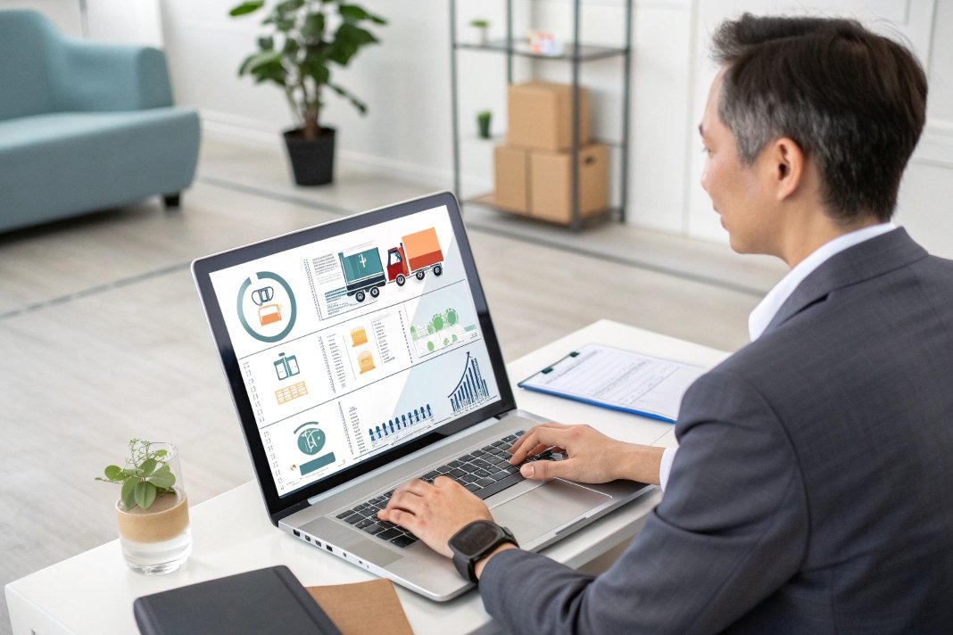 man analyzing logistics data