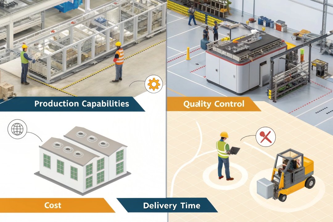 Engineer inspecting production line in factory