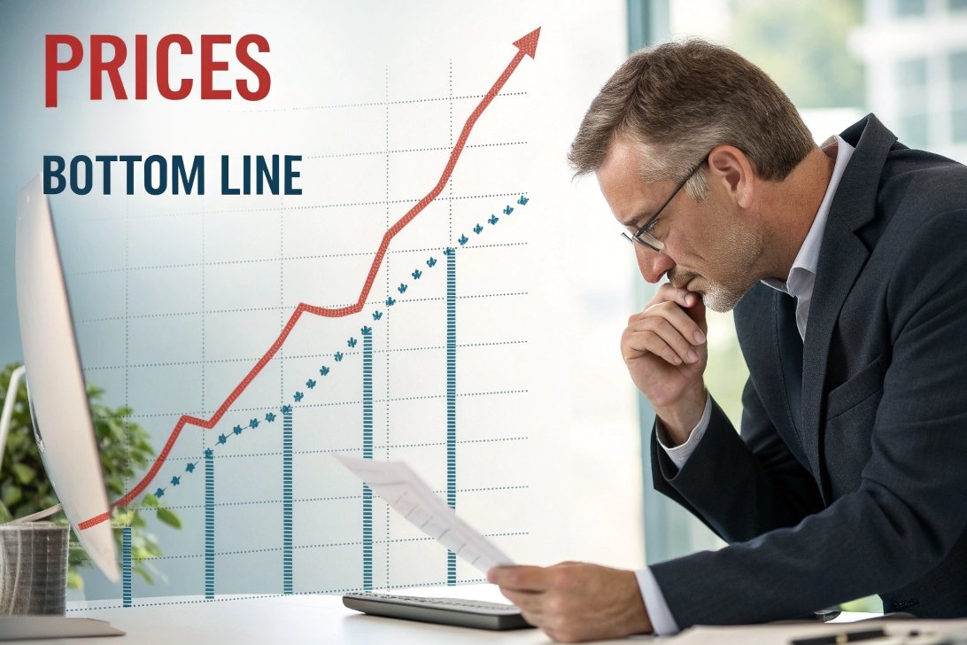 man looking at price chart, business analysis