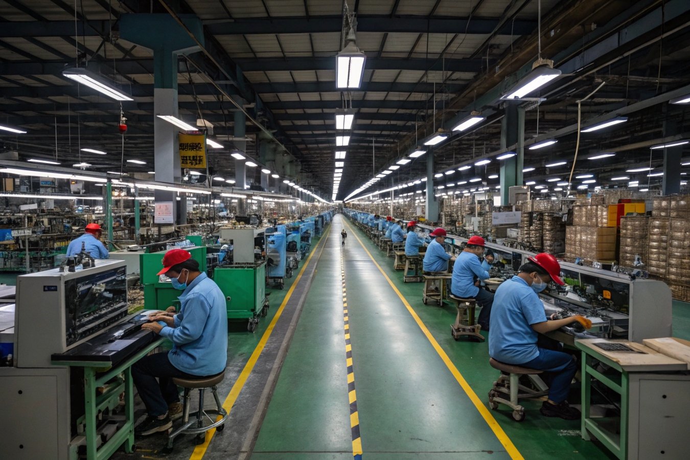 workers assembling products in a factory