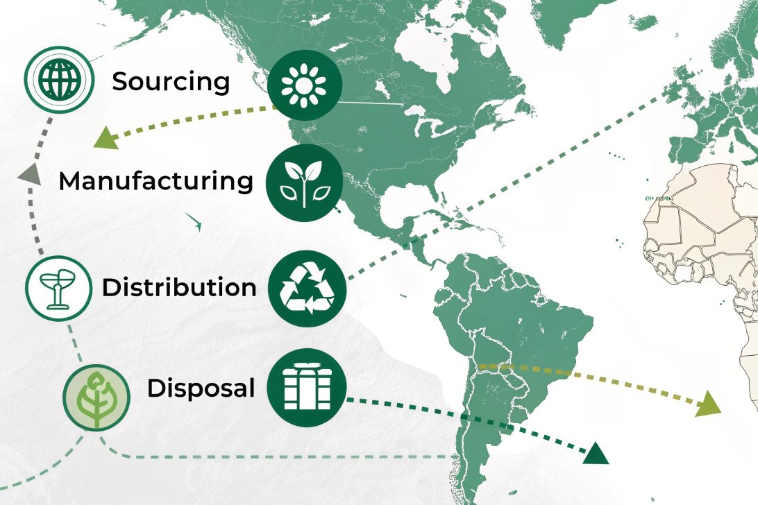 global sourcing to disposal process map, environmental focus