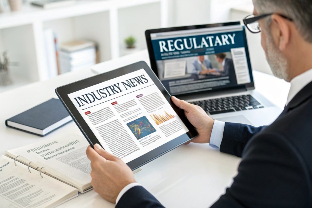 reading industry news, regulatory updates