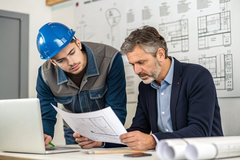 construction planning, engineers reviewing blueprints construction planning, engineers reviewing blueprints