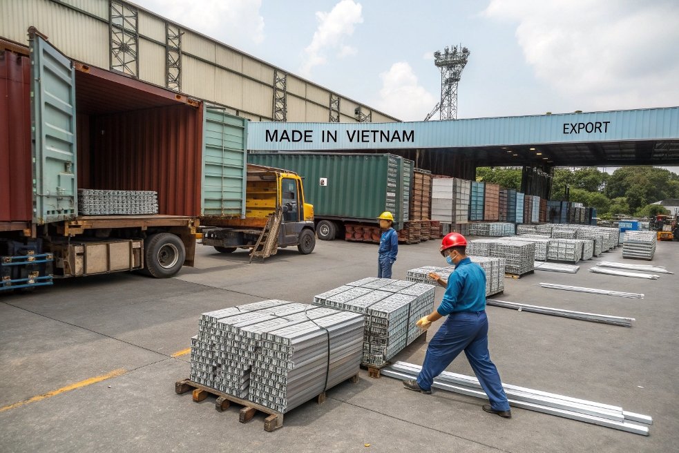 Metal parts loading at Vietnam export factory