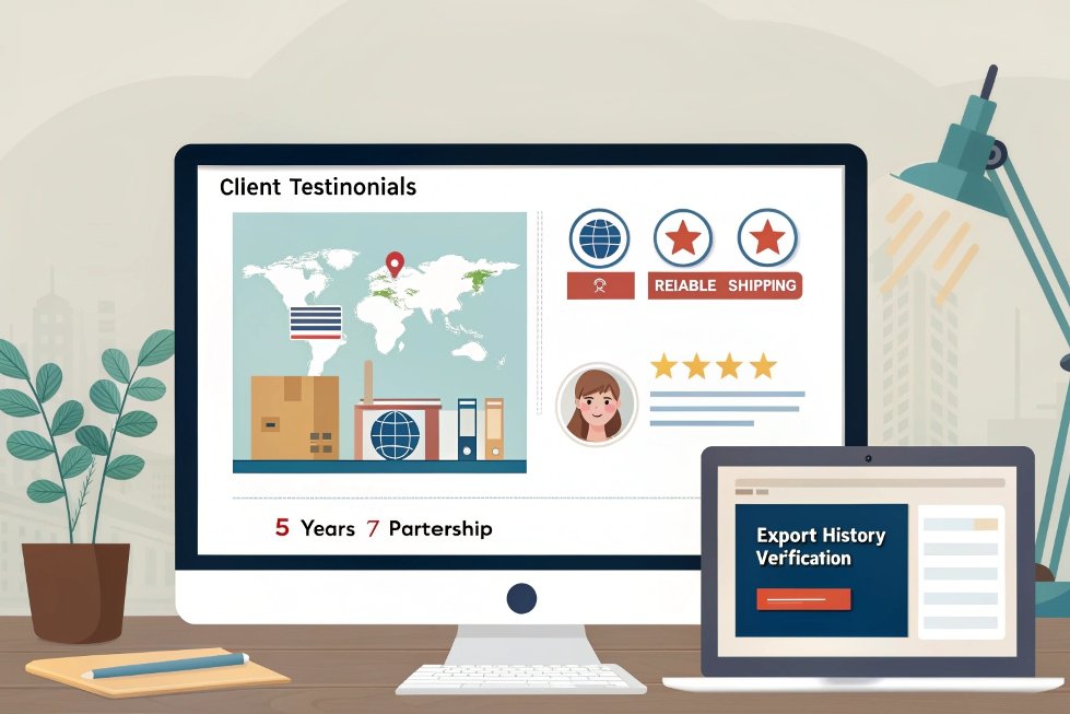 Client testimonials and export verification screen