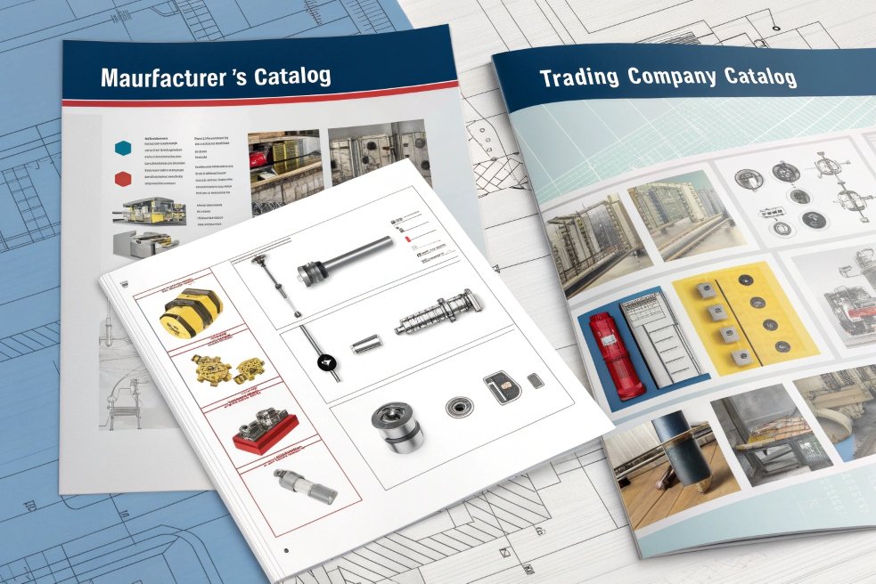 Industrial components in manufacturer and trading catalogs