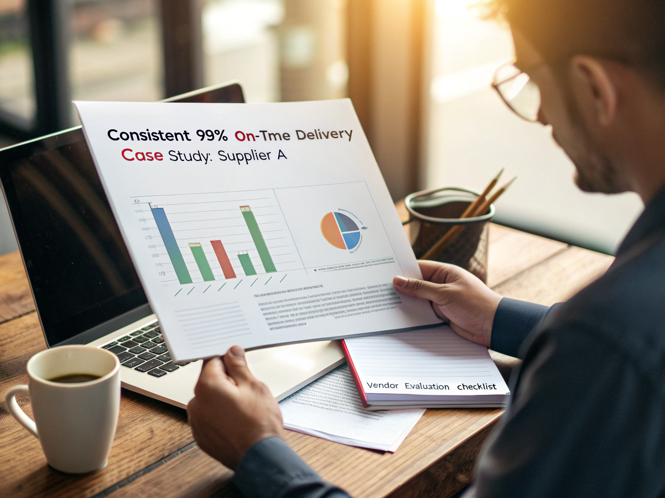 Supplier performance report showing 99% on-time delivery