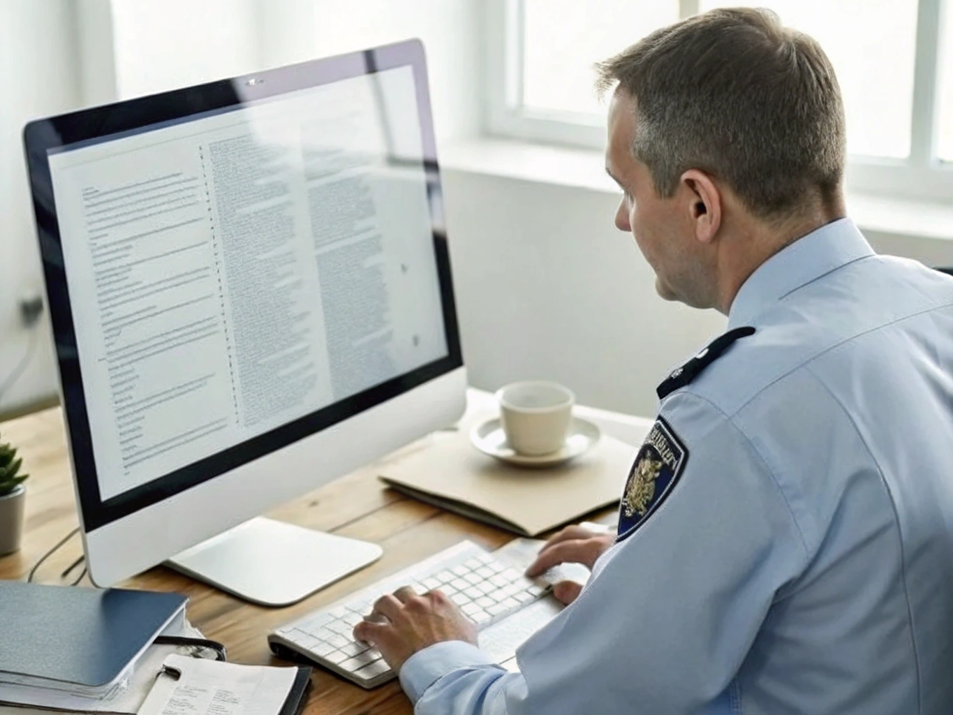 Customs officer reviewing digital tariff database
