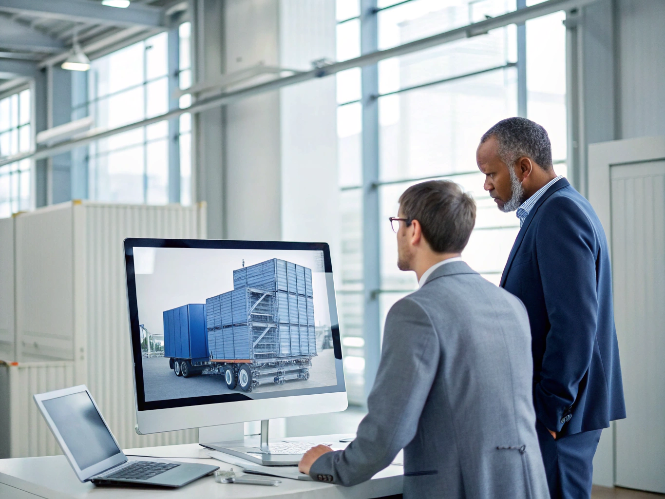 Engineers review freight loading
