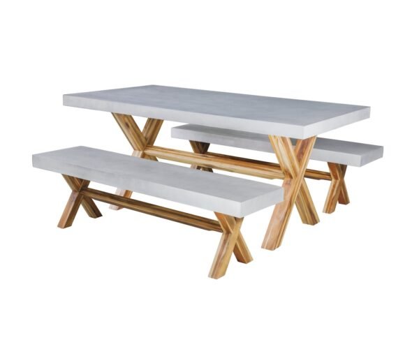 Custom Outdoor Concrete & Wood Table Set | Restaurant & Hotel Furniture Supplier