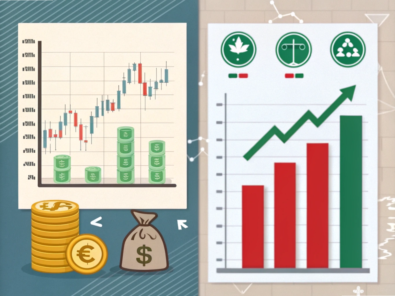 Currency trends and economic chart comparison