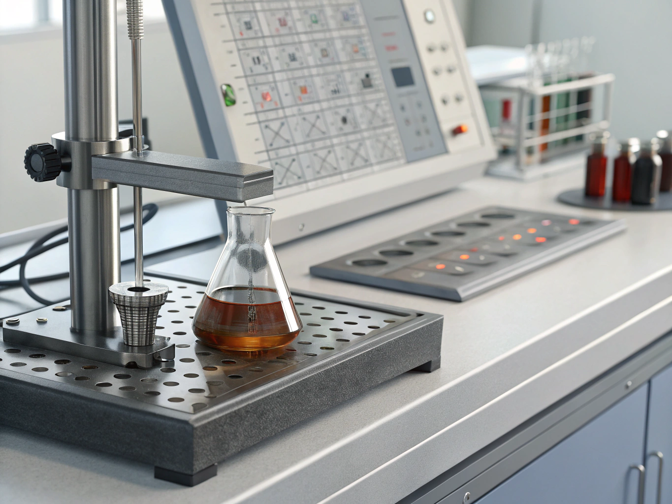 Viscosity test of industrial fluid in lab