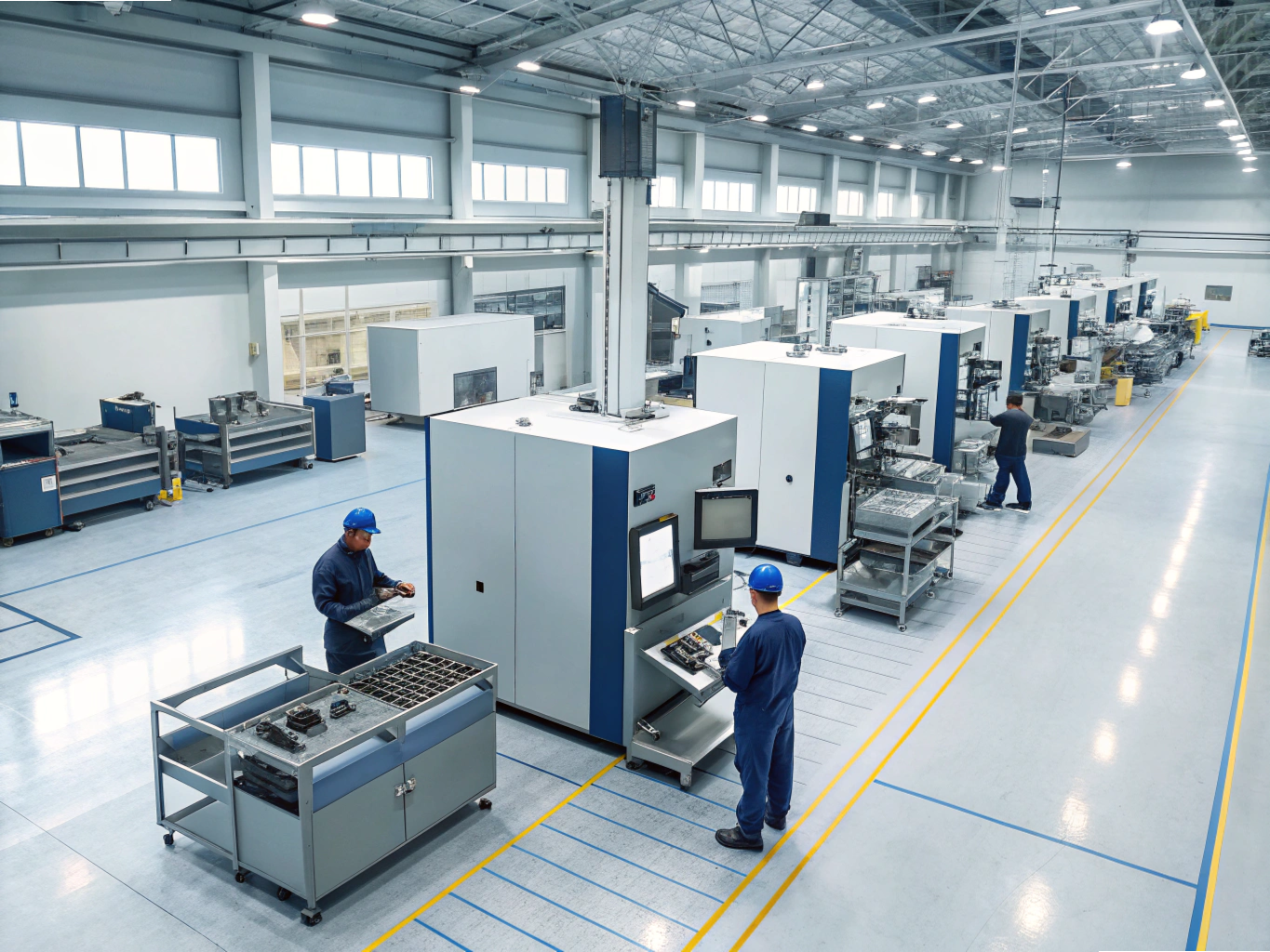 Operators using advanced CNC machines