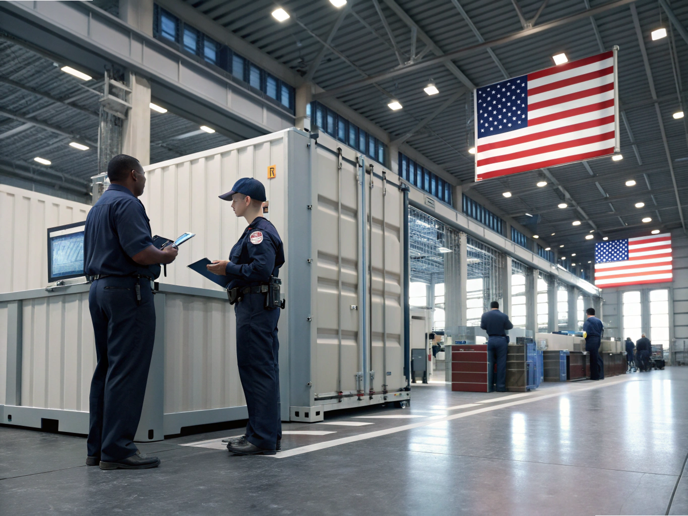 U.S. customs agents inspecting shipment