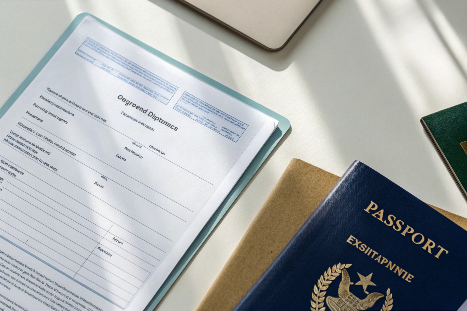 Passport and business documents prepared for international trade