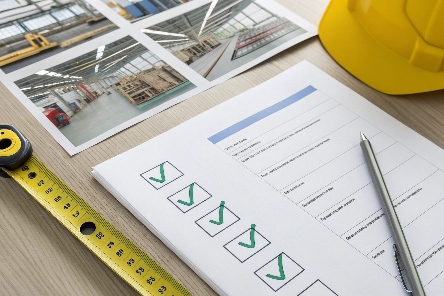 Quality checklist Quality control checklist with green marks beside factory photos (ID#4)