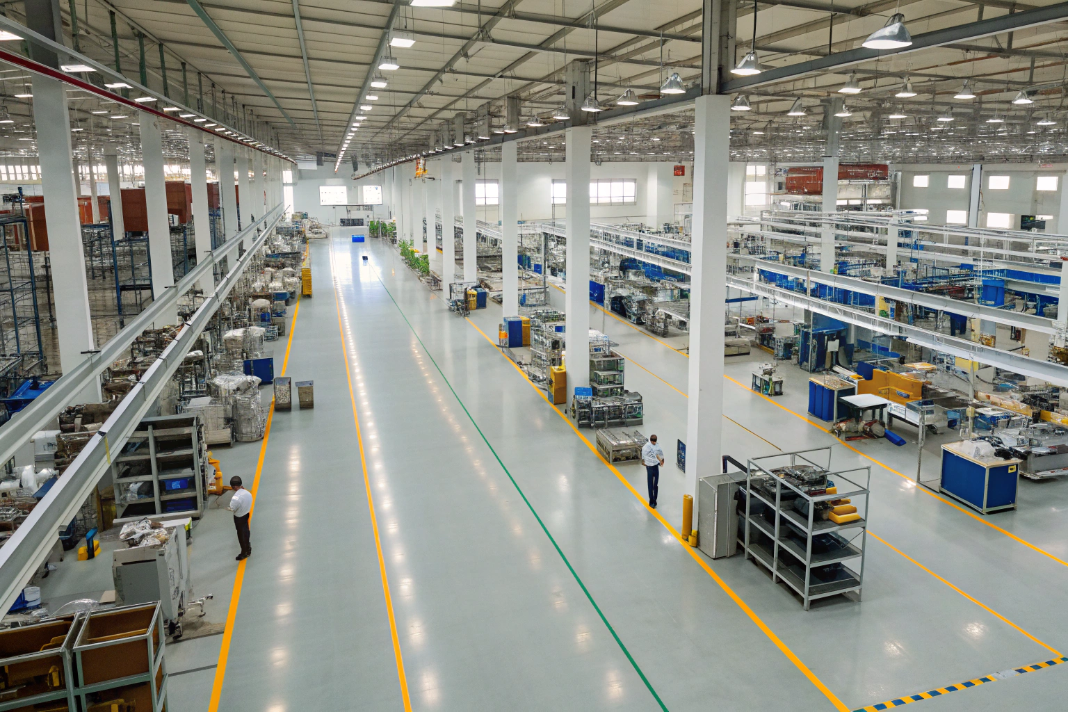 Large-scale modern manufacturing facility interior