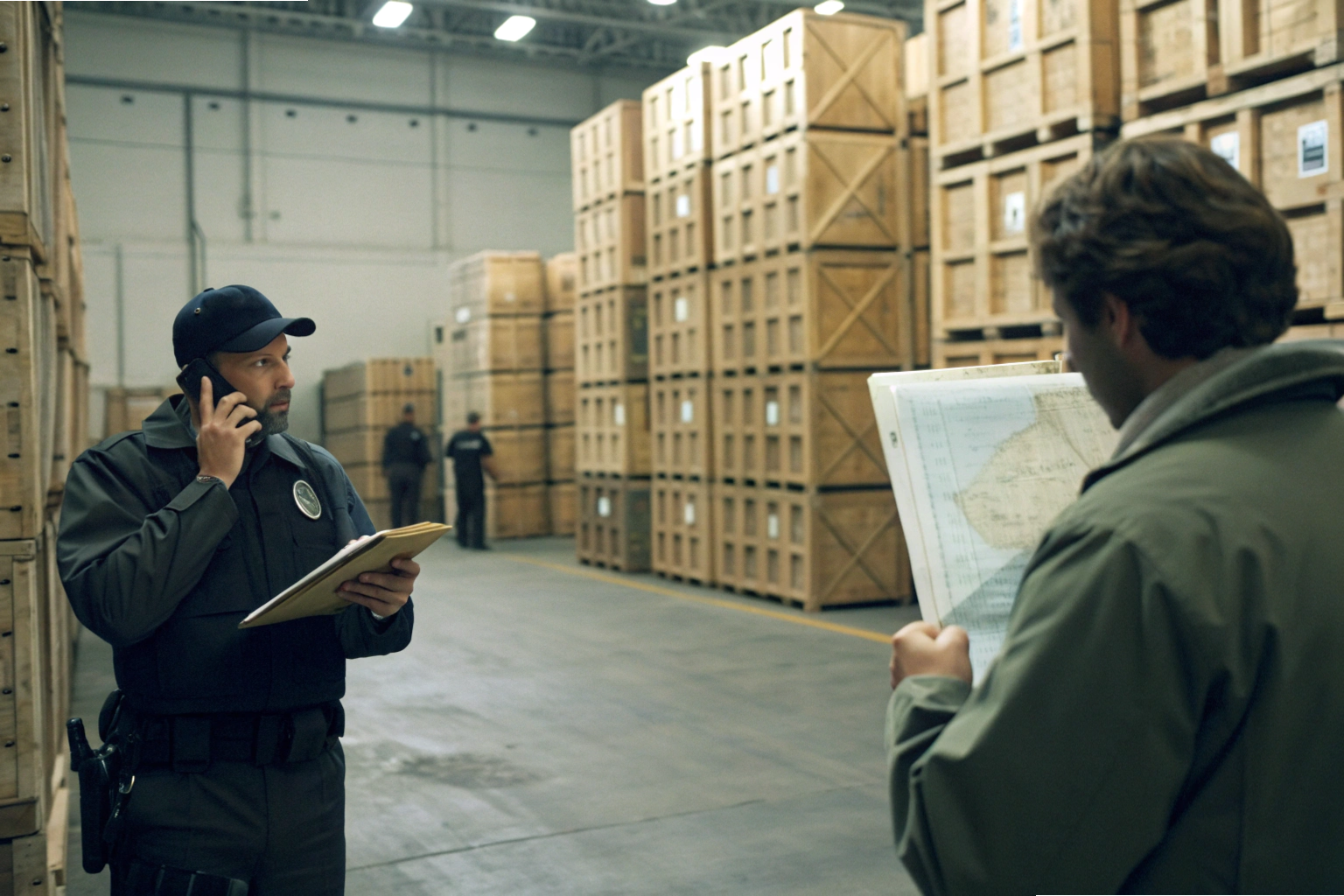 Warehouse inspection Security inspection of warehouse storage crates