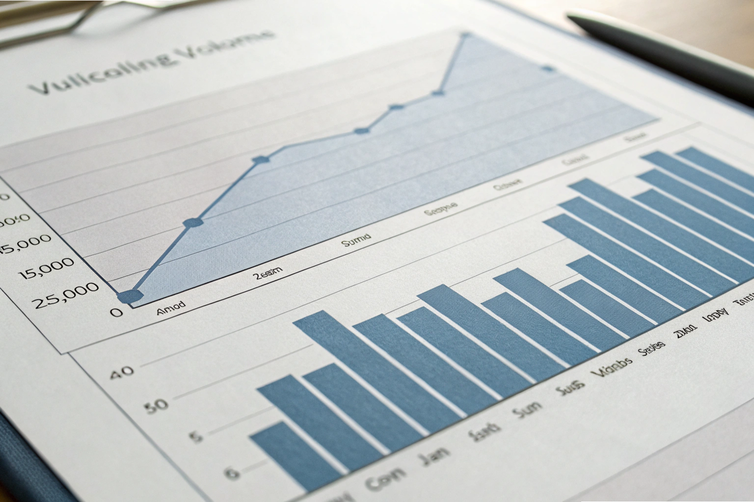 Production data chart Close-up of printed production volume chart report (ID#2)