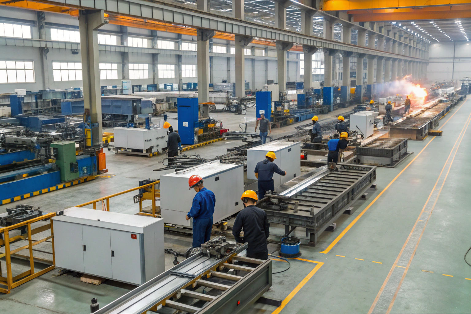 Factory production line Wide view of automated metal fabrication factory (ID#3)