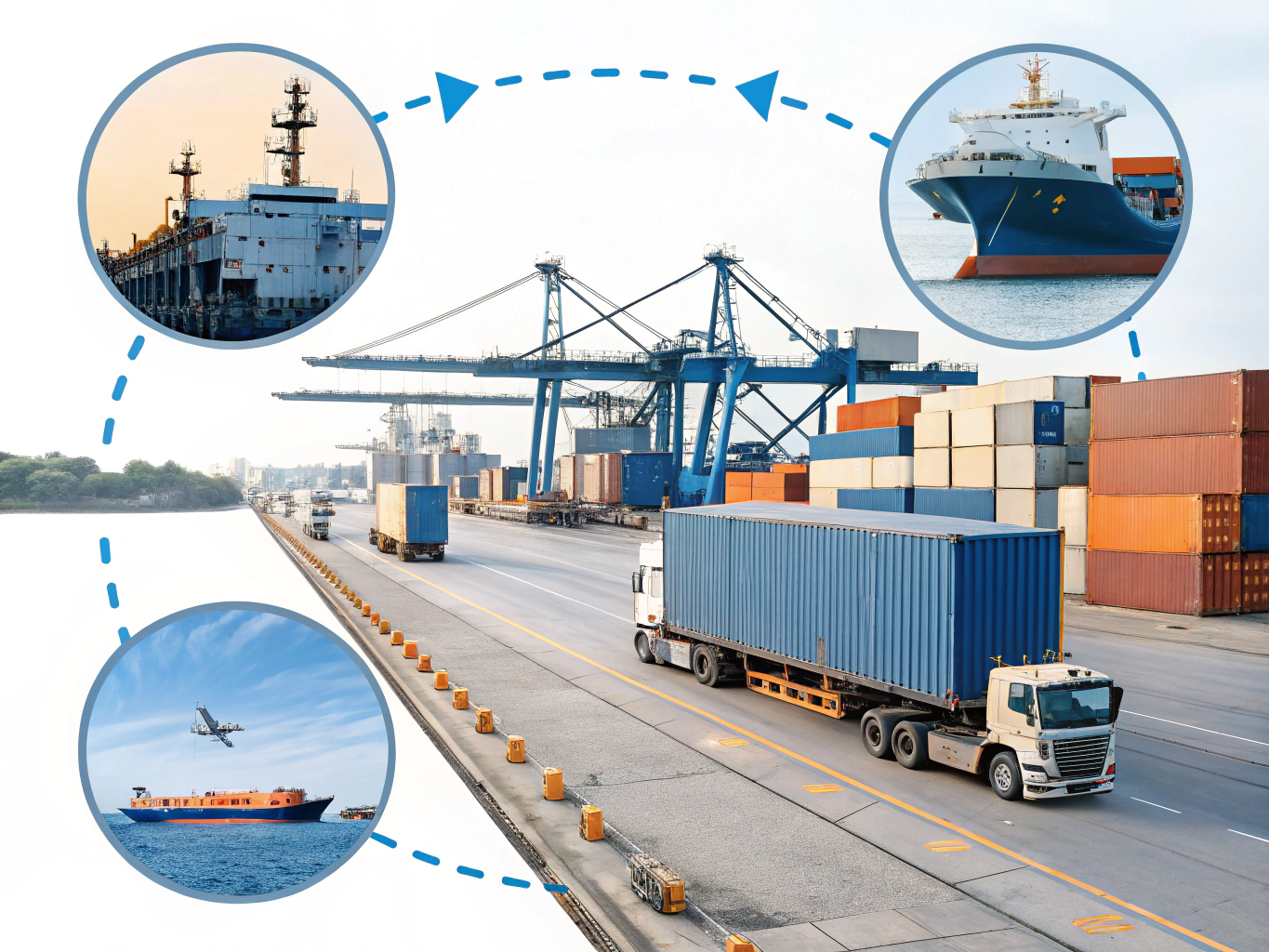 Infographic showing the steps of an international shipping process (ID#1)