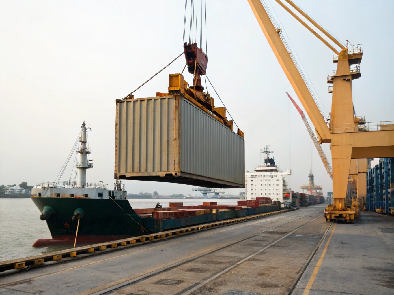Vietnam export loading Container being loaded on cargo ship in Vietnam (ID#2)