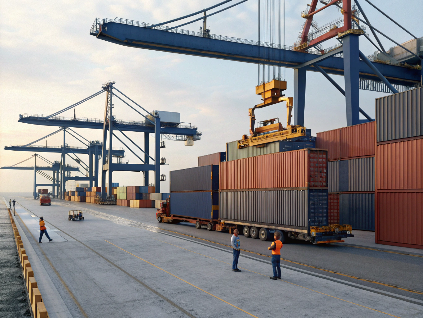 Vietnamese port export operations Vietnam’s Cát Lái or Cái Mép port rendered in 3D style (ID#2)