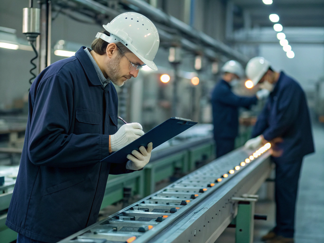 Factory inspection Engineer inspecting assembly line parts (ID#2)