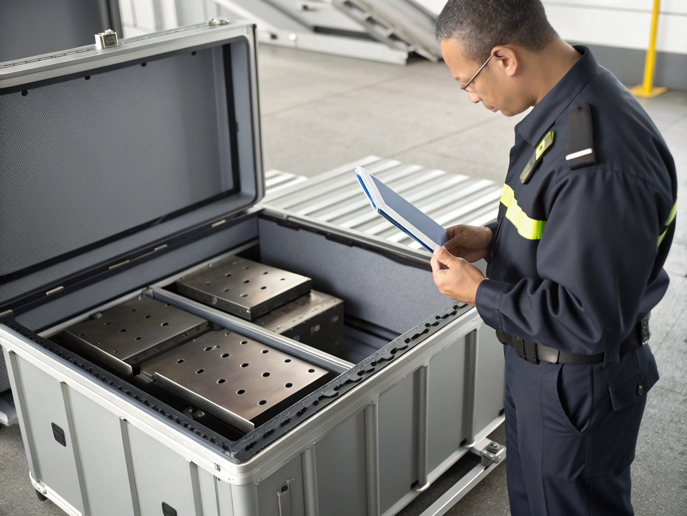 Customs inspection point 3D render of CBP inspection station close-up (ID#3)